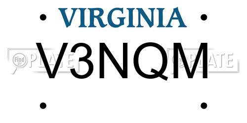V3NQM Virginia License Plate