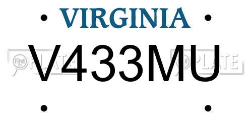 V433MU Virginia License Plate