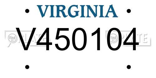 V450104 Virginia License Plate