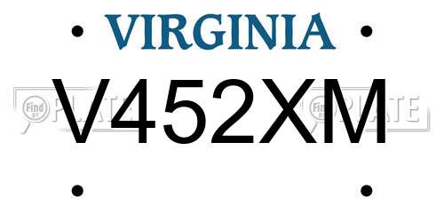 V452XM Virginia License Plate