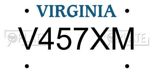 V457XM Virginia License Plate