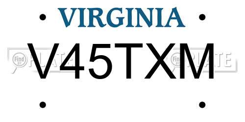 V45TXM Virginia License Plate