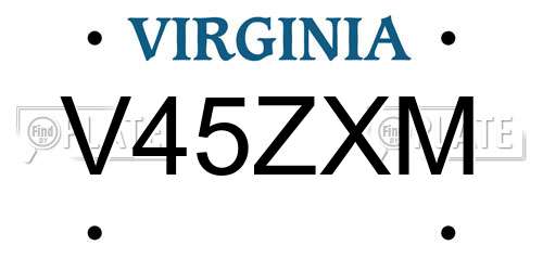 V45ZXM Virginia License Plate