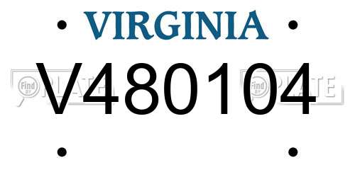 V480104 Virginia License Plate