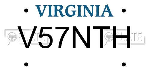 V57NTH Virginia License Plate