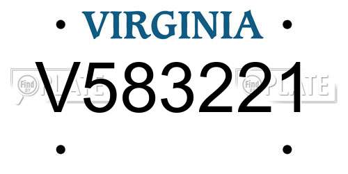 V583221 Virginia License Plate