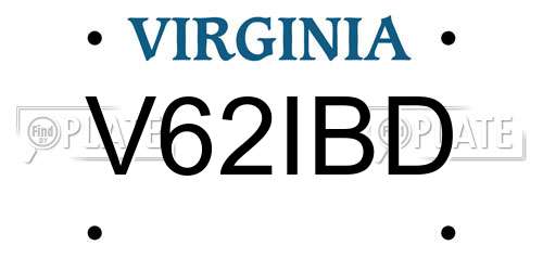 V62IBD Virginia License Plate