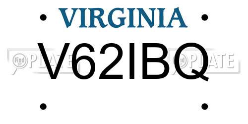V62IBQ Virginia License Plate
