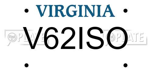 V62ISO Virginia License Plate