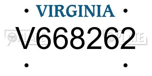 V668262 Virginia License Plate