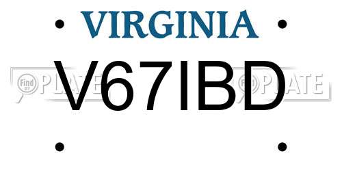 V67IBD Virginia License Plate