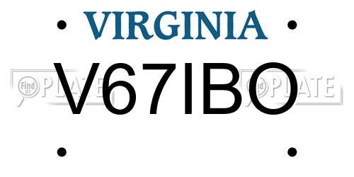 V67IBO Virginia License Plate