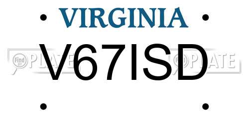 V67ISD Virginia License Plate