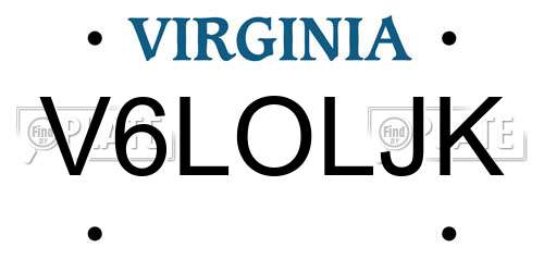 V6LOLJK Virginia License Plate