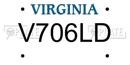 V706LD Virginia License Plate