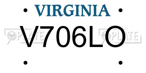 V706LO Virginia License Plate