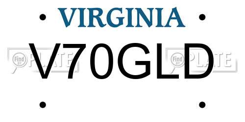 V70GLD Virginia License Plate