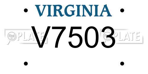 V7503 Virginia License Plate