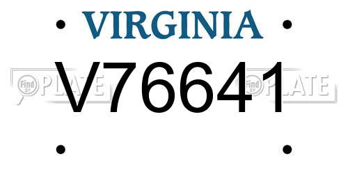V76641 Virginia License Plate