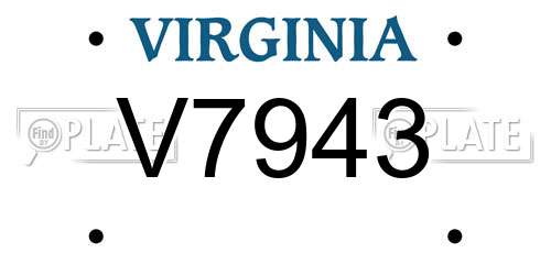V7943 Virginia License Plate