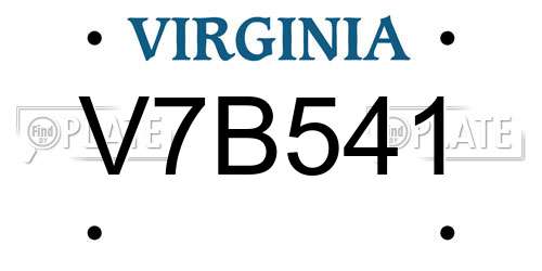 V7B541 Virginia License Plate