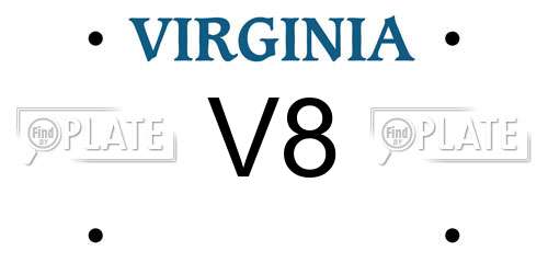 V8 Virginia License Plate