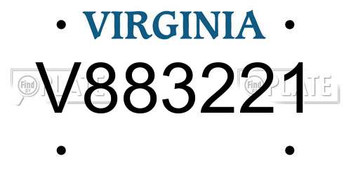 V883221 Virginia License Plate