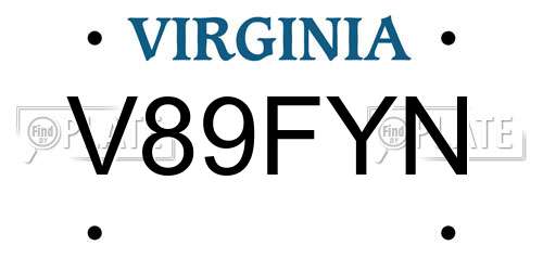 V89FYN Virginia License Plate