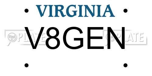 V8GEN Virginia License Plate