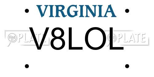 V8LOL Virginia License Plate