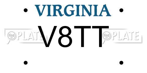 V8TT Virginia License Plate