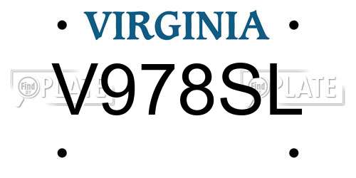 V978SL Virginia License Plate