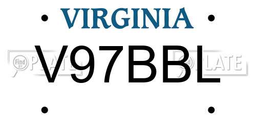 V97BBL Virginia License Plate