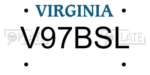 V97BSL Virginia License Plate