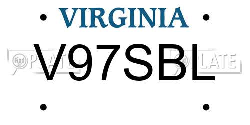 V97SBL Virginia License Plate
