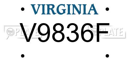 V9836F Virginia License Plate