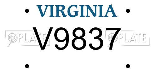 V9837 Virginia License Plate