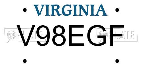 V98EGF Virginia License Plate
