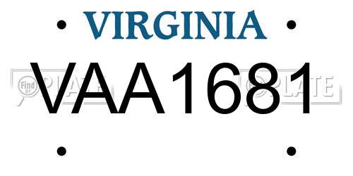 VAA1681 Virginia License Plate