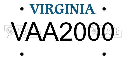 VAA2000 Virginia License Plate