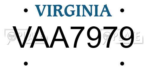 VAA7979 Virginia License Plate