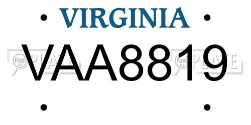 VAA8819 Virginia License Plate