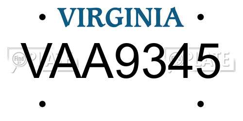 VAA9345 Virginia License Plate