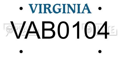 VAB0104 Virginia License Plate