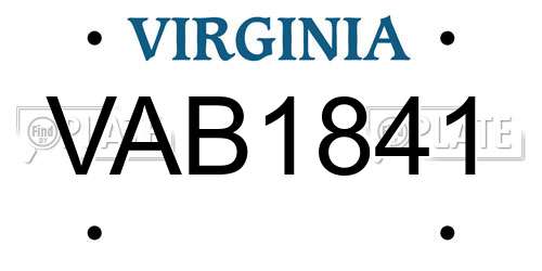 VAB1841 Virginia License Plate