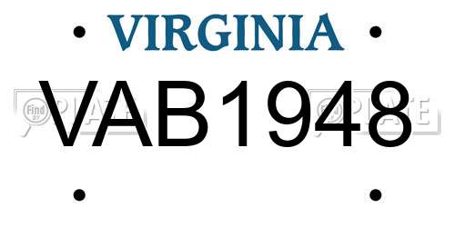 VAB1948 Virginia License Plate