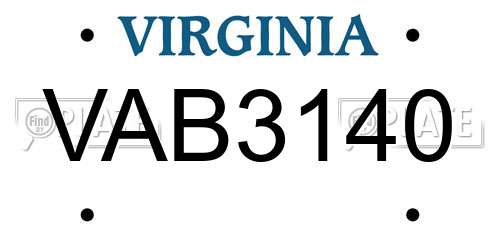 VAB3140 Virginia License Plate