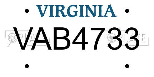 VAB4733 Virginia License Plate
