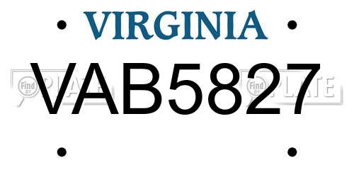VAB5827 Virginia License Plate