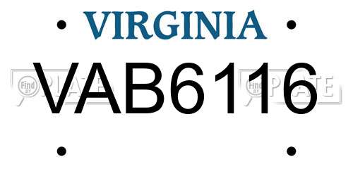 VAB6116 Virginia License Plate
